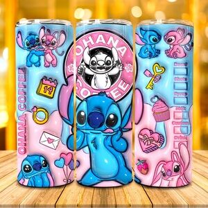 🆕 3D Stitch - Ohana Coffee - “Valentines Puff” - Stainless Steel Tumbler - 20oz
